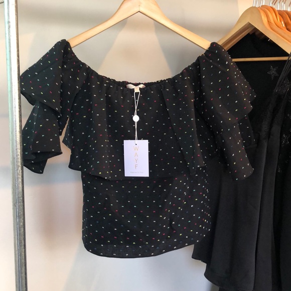 Wayf Tops - NWT WAYF CHELSEA TIERED RUFFLED NECK TOP